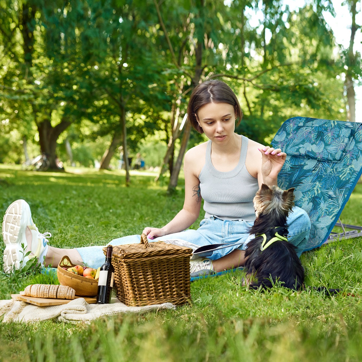 2er Set Strandmatte mit Beistelltisch Kopfkissen & Staufach Liegematte mit Verstellbarer Rückenlehne Türkisblau