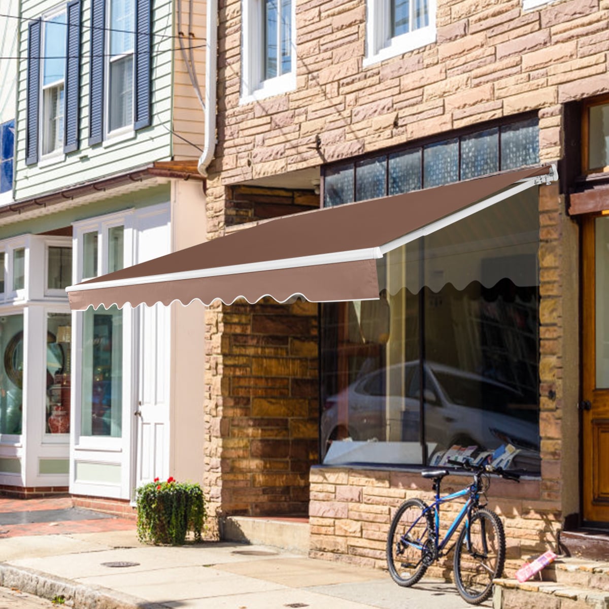 Markise mit Kurbel Gelenkarmmarkise Sonnenschutz Balkonmarkise Sonnenmarkise Braun