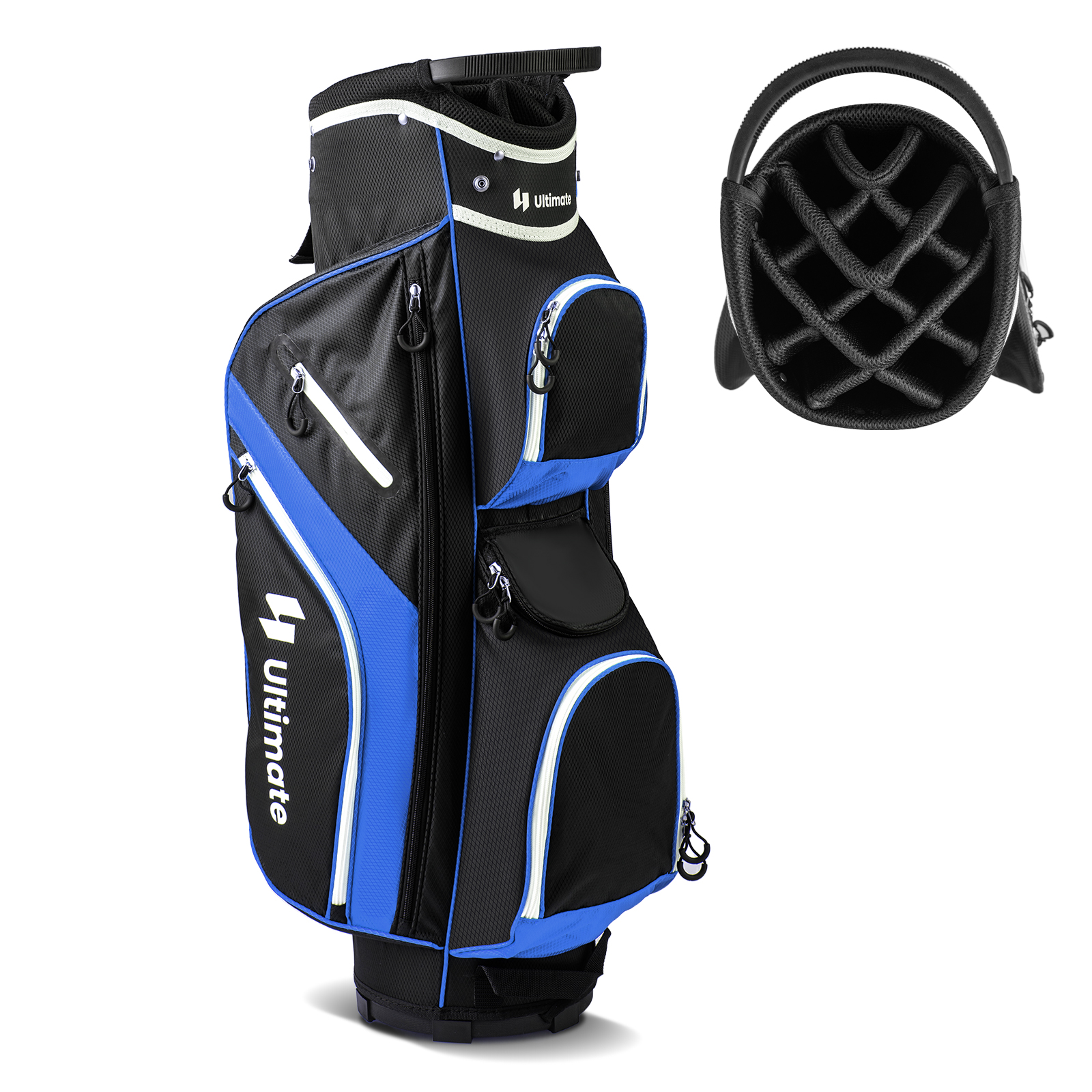 Tragbares Golf Cart Bag mit 14 er Unterteilung & Regenhaube Golfbag Leichte Golftasche Blau
