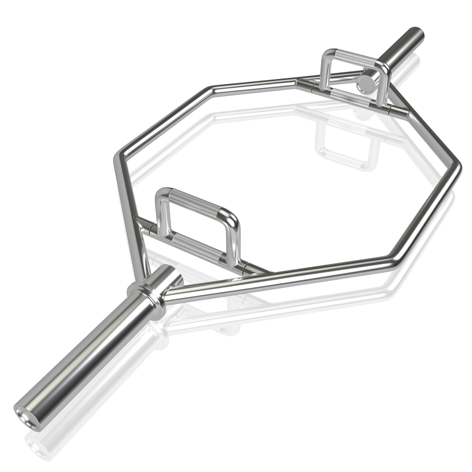 Trap Bar mit 2 Federverschlüsse & Klappbarem Griff Hantelstange Hex Bar Olympic Bar Silber