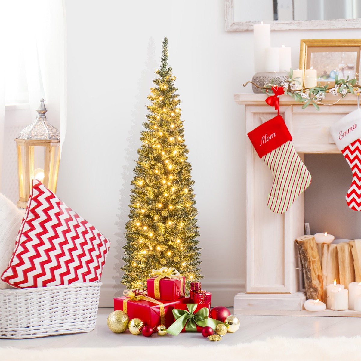 150 cm Großer Künstlicher Weihnachtsbaum Beleuchteter Christbaum Grün