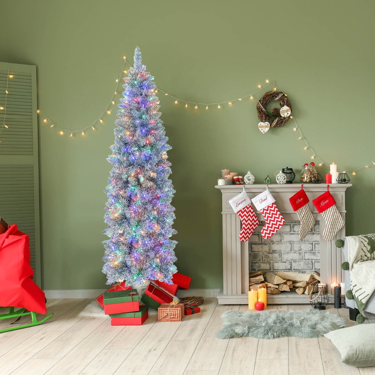 180 cm hoher Beleuchteter Weihnachtsbaum Aufklappbarer Festtagsbaum Grün