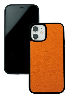 iPhone Case Silikon Schutzhülle in PREMIUM LEDER SOFTGRAIN orange (genarbt)