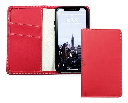 iPhone Case  mit integrierter schwarzer Kunststoffschale in Lederimitat ECO APPLE LEATHER rot