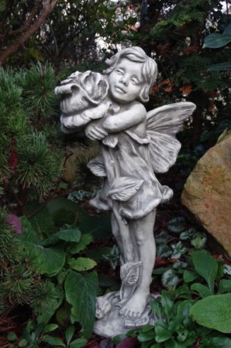 Gartenfigur FLOWER FAIRY 'Rose', Steinguss - Original von Vidroflor