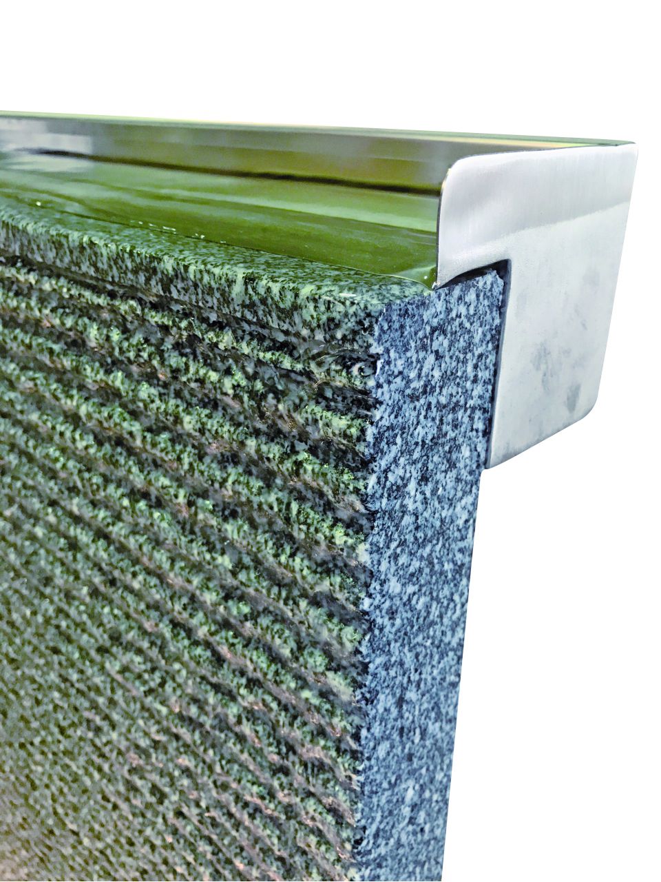 Granit Taco geriffelt Wasserfall 200x50 Komplett Set inkl. Edelstahlwanne