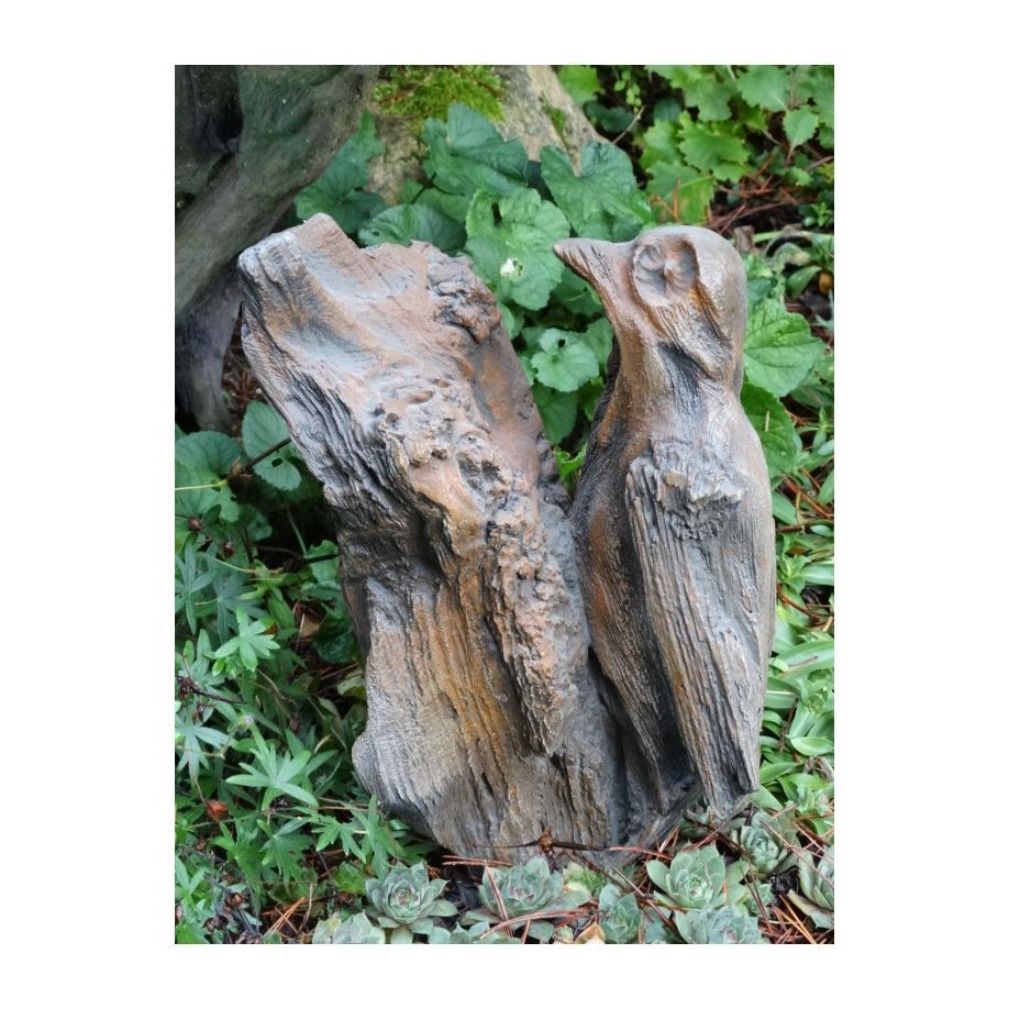 Wesen der Lüfte 'Specht', dunkler Steinguss, Rosteffekt - Original von Vidroflor