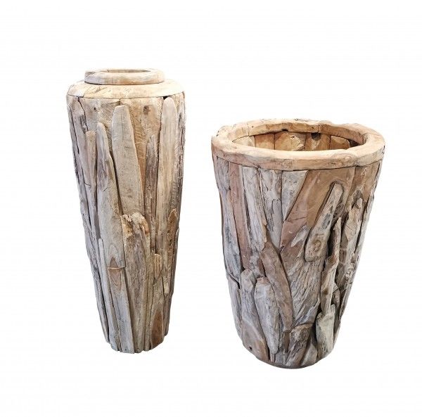 Teakholz Vase H 125 x 45 cm