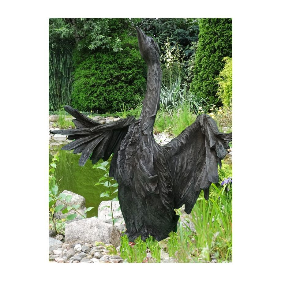 Wesen der Lüfte 'Schwan', dunkler Steinguss - Original von Vidroflor