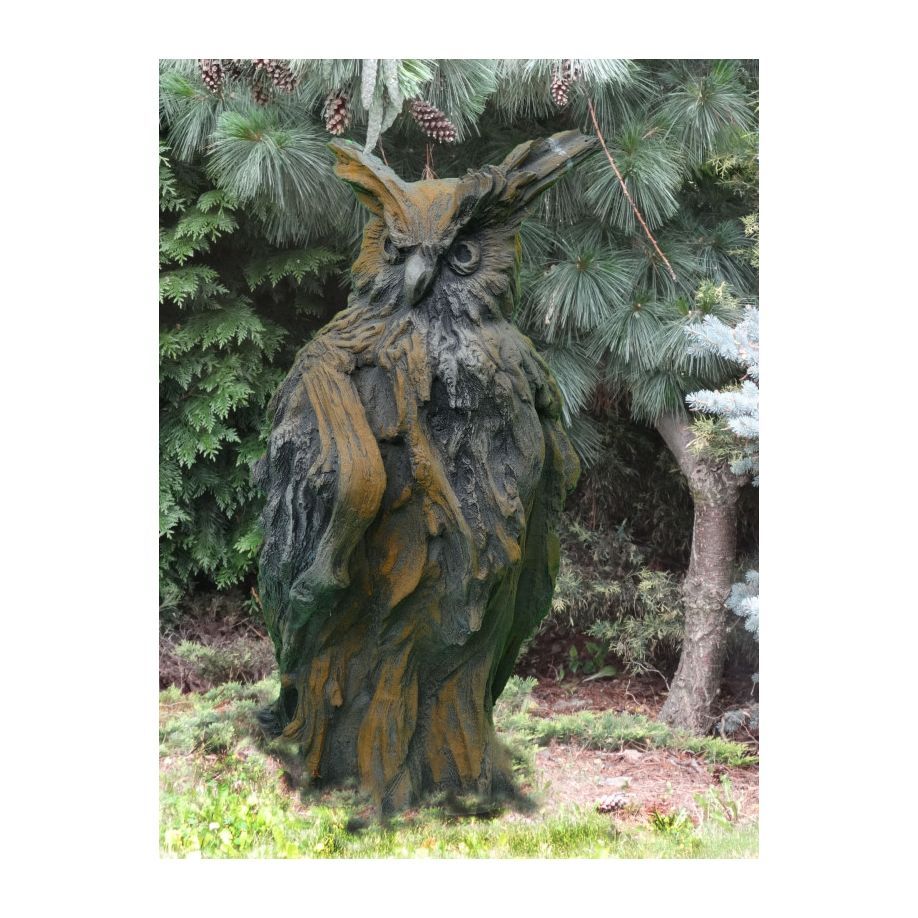 Wesen der Lüfte 'Eule', dunkler Steinguss, Rosteffekt - Original von Vidroflor