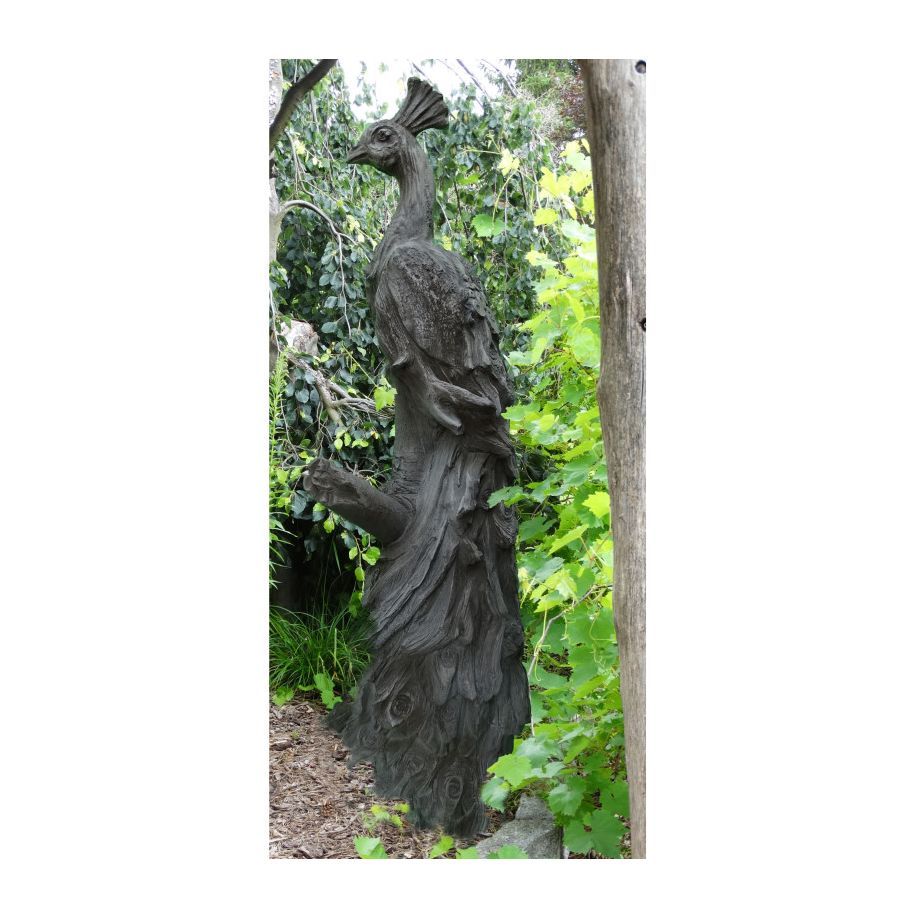 Wesen der Lüfte 'Pfau', dunkler Steinguss - Original von Vidroflor