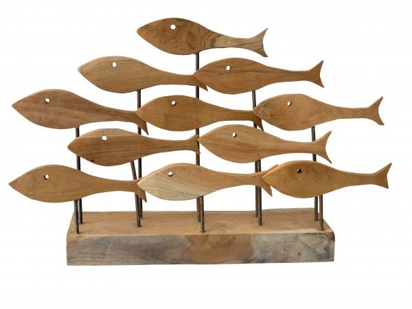 Teakholz Fische auf Sockel