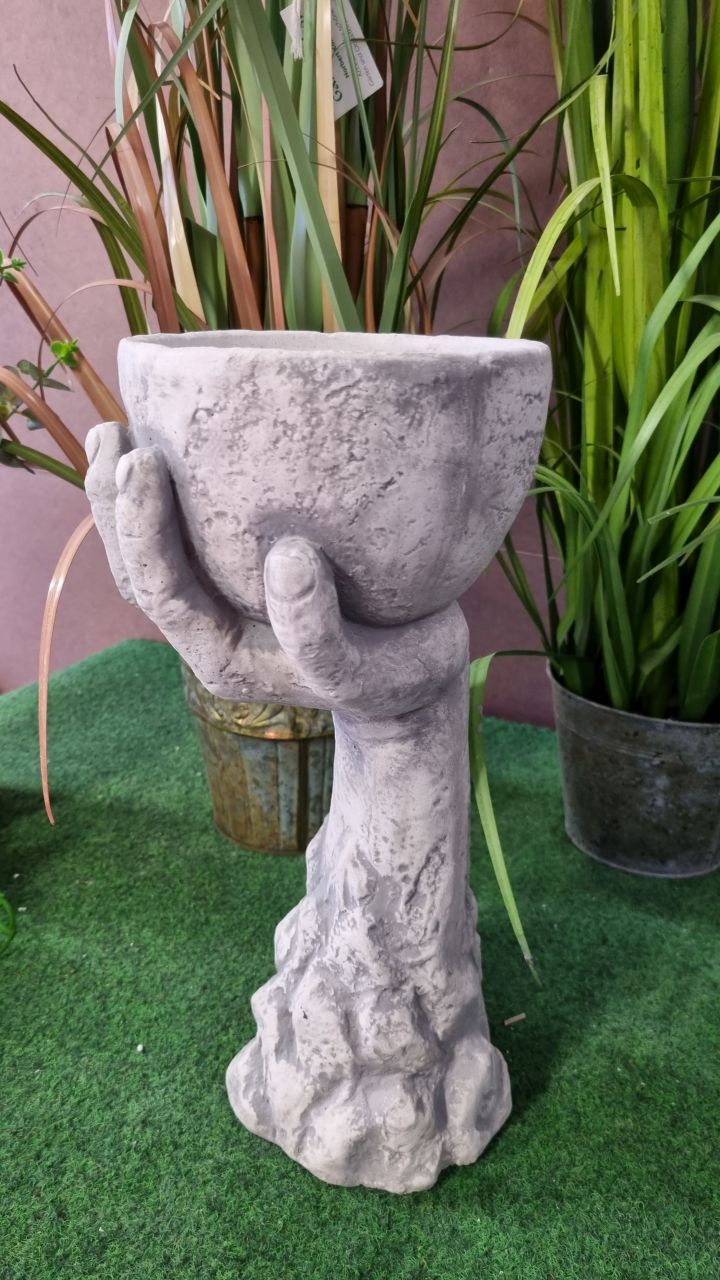 Pflanzgefäß,Vase, Skulptur 'Der Kelch', verschiedene Größen, antik grau