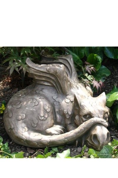 Gartenfigur Drache 'OLD SMUG' blinzelnd © by Fiona Scott - Original von Vidro...