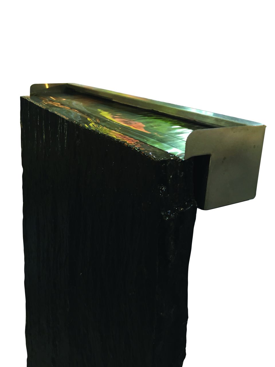 Schiefer Taco Wasserfall 200x100 Komplett Set inkl. Edelstahlwanne