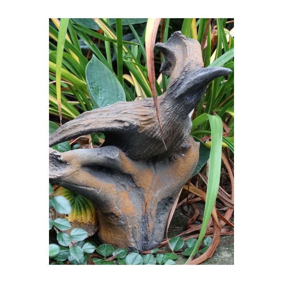 Wesen der Lüfte 'Wiedehopf', dunkler Steinguss, Rosteffekt - Original von Vid...