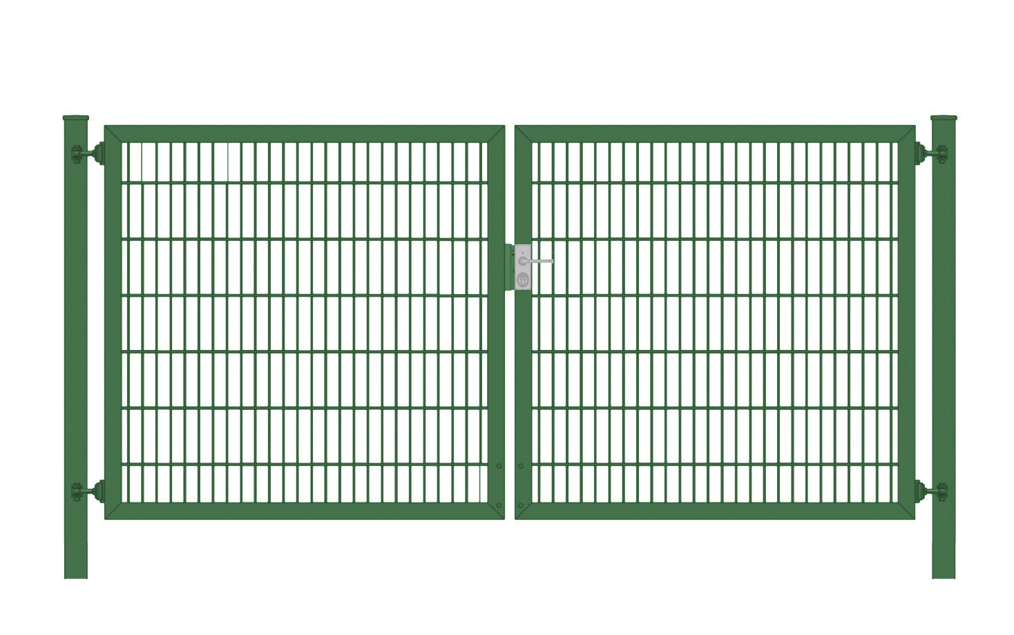 Einfahrtstor / Gartentor (2-flügelig) Classic Plus symmetrisch; Moosgrün 6/5/6er ; Breite 200 cm x Höhe 120 cm