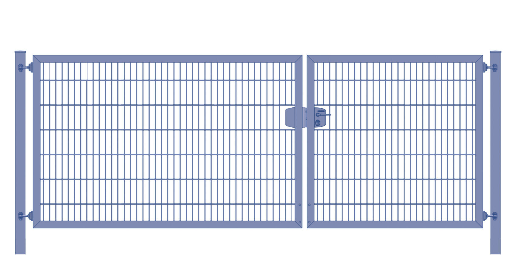 Einfahrtstor / Gartentor (2-flügelig) Premium Plus 6/5/6er asymmetrisch; Anthrazit RAL 7016 Doppelstabmatte; Breite 400 cm x Höhe 180 cm 5 Jahre Garantie - Top Qualität