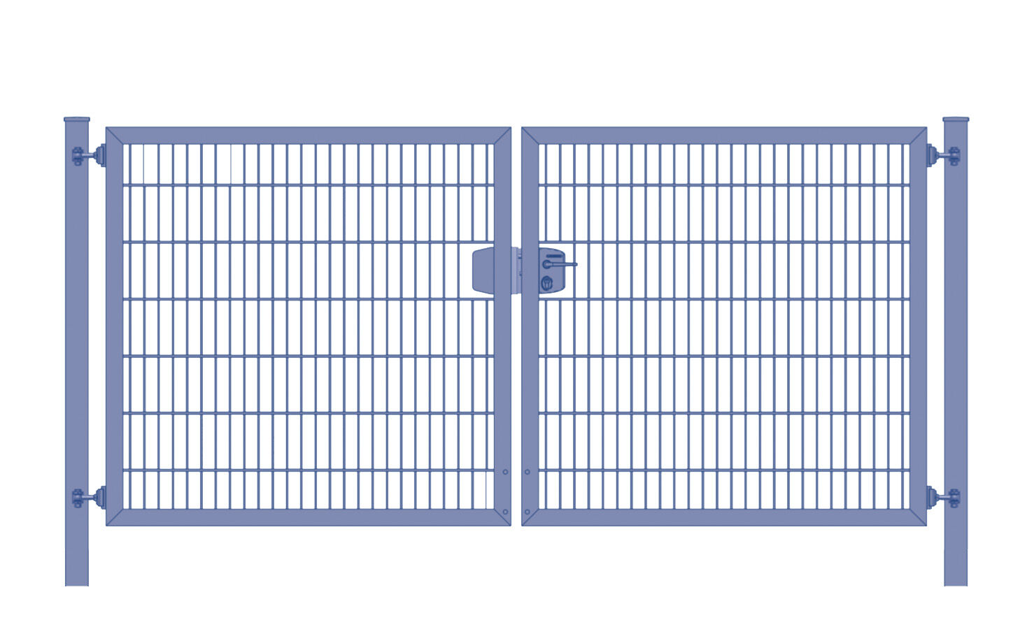 Einfahrtstor / Gartentor (2-flügelig) Premium Plus 6/5/6er symmetrisch; Anthrazit RAL 7016 Doppelstabmatte; Breite 250 cm x Höhe 120 cm 5 Jahre Garantie - Top Qualität