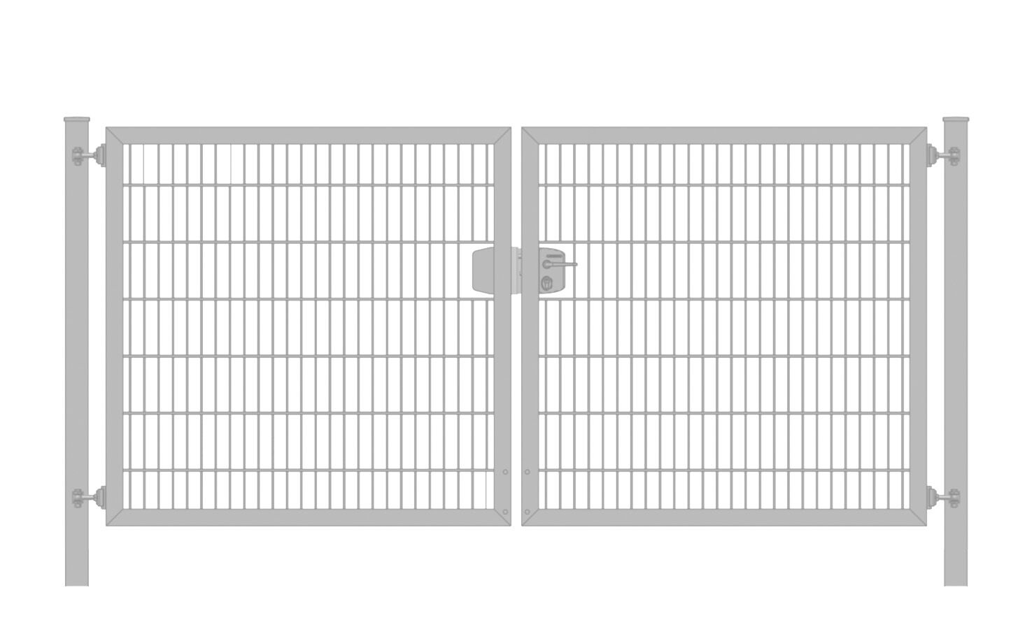 Einfahrtstor / Gartentor (2-flügelig) Premium Plus 6/5/6er symmetrisch; Verzinkt Doppelstabmatte; Breite 350 cm x Höhe 180 cm 5 Jahre Garantie - Top Qualität