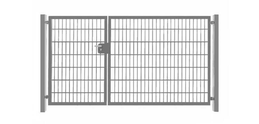 Elektrisches Gartentor / Einfahrtstor Basic (2-flügelig) asymmetrisch; Verzinkt; Breite 300cm x Höhe 180cm 6 / 5 / 6 mm
