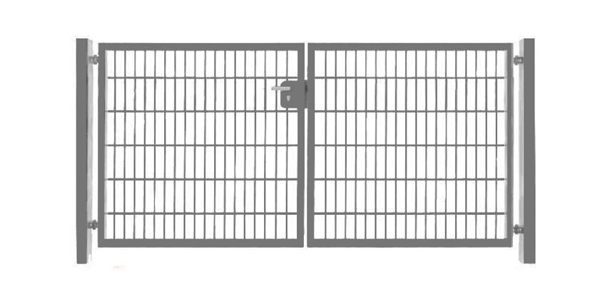 Elektrisches Gartentor / Einfahrtstor Basic (2-flügelig) symmetrisch; Verzinkt; Breite 300cm x Höhe 140cm 8 / 6 / 8 mm