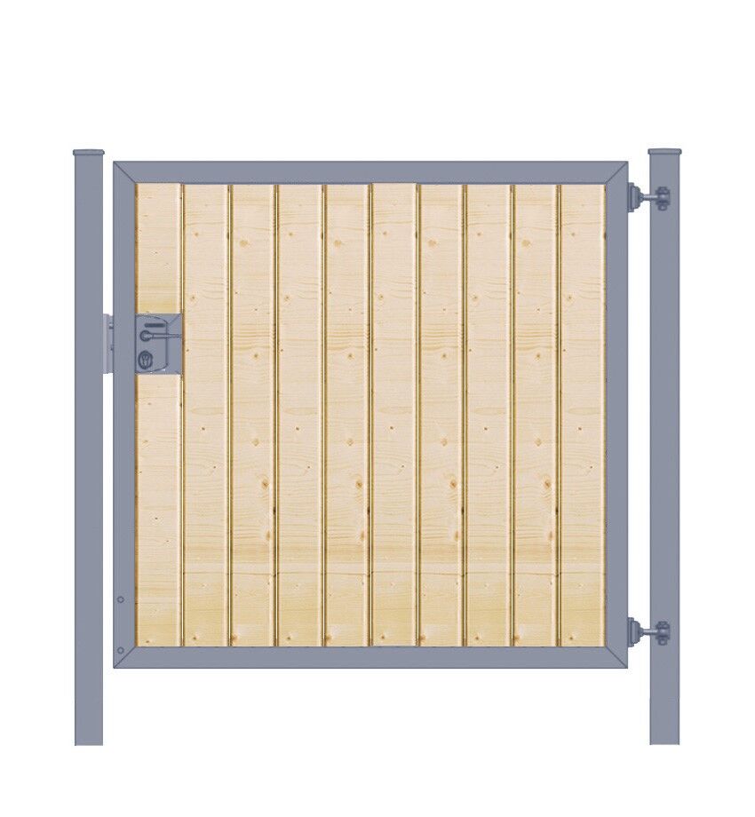 1-flügeliges Gartentor Premium Line mit senkrechter Holzfüllung Anthrazit B: 150 cm x H: 200 cm