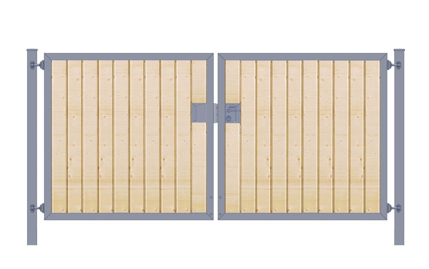 Gartentor mit Holzfüllung (2-flügelig) Premium senkrecht; symmetrisch; anthrazit; B:400 cm H:200 cm