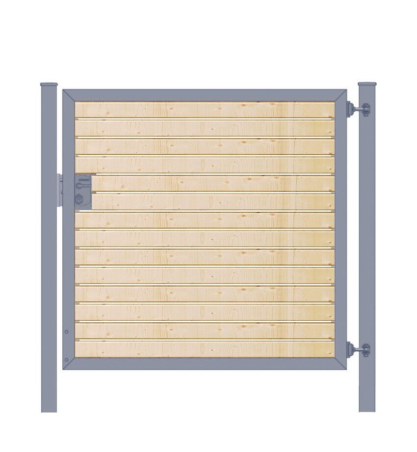 1-flügeliges Gartentor Premium Line mit waagerechter Holzfüllung Anthrazit B: 125 cm x H: 200 cm