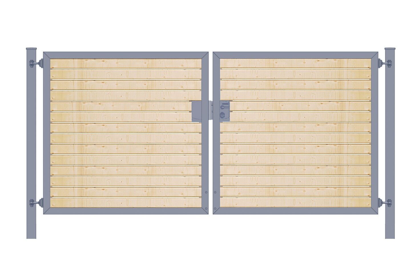 Elektrisches Gartentor mit Holzfüllung (2-flügelig) Premium waagerecht; symmetrisch; anthrazit; B: 200 cm H: 100 cm