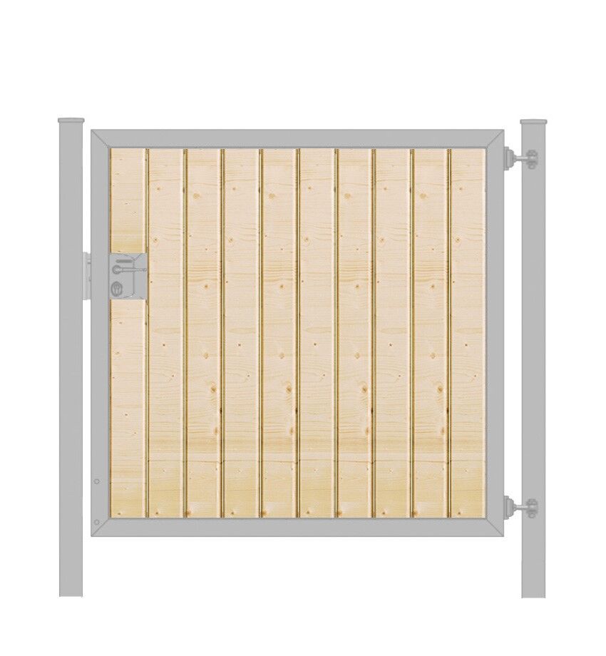 1-flügeliges Gartentor Premium Line mit senkrechter Holzfüllung Verzinkt B: 100 cm x H: 200 cm