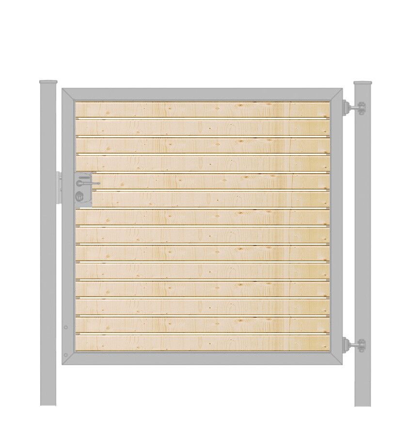 1-flügeliges Gartentor Premium Line mit waagerechter Holzfüllung Verzinkt B: 100 cm x H: 200 cm