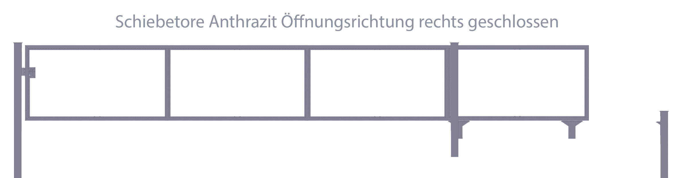 Automatisches Schiebetor Breite: 400cm; Höhe: 200cm; Anthrazit; ohne Füllung; Öffnet nach rechts