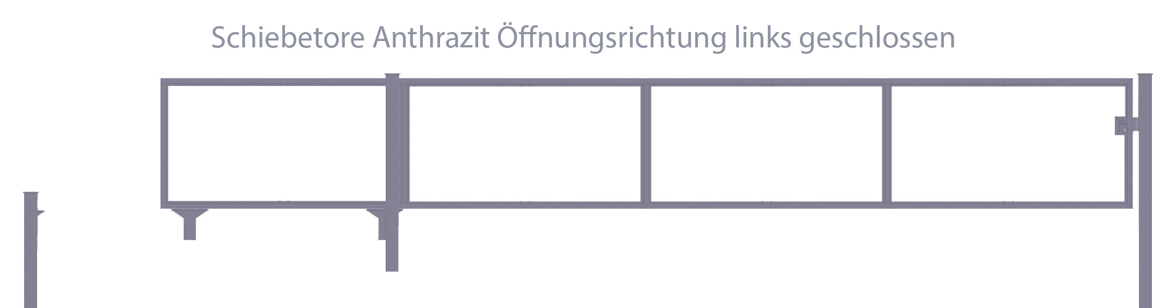 Schiebetor Breite: 300cm; Höhe: 200cm; Anthrazit; ohne Füllung; Öffnet nach links