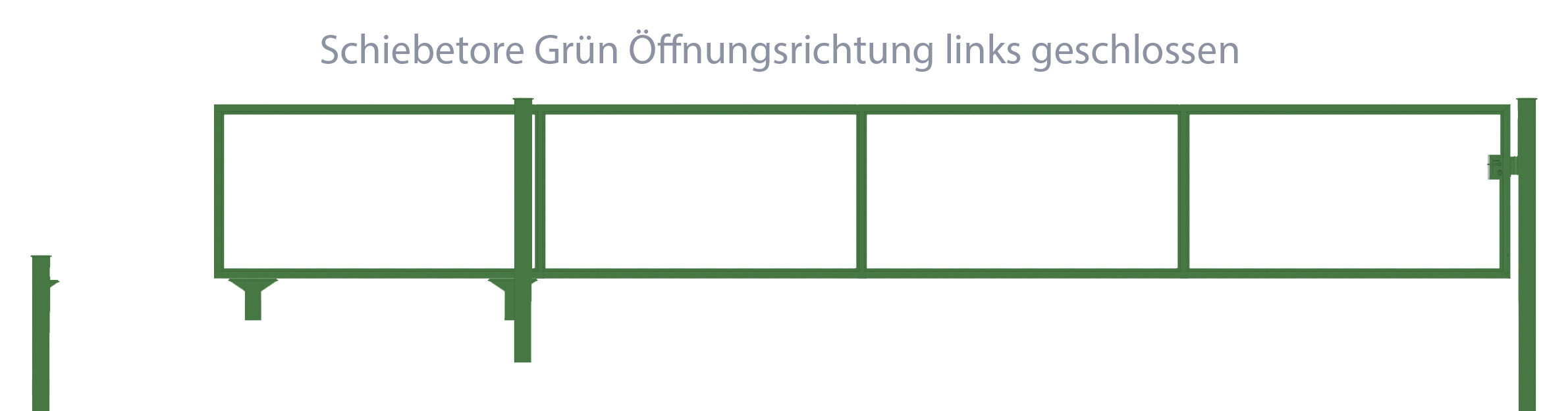 Schiebetor Breite: 500cm; Höhe: 120cm; Grün; ohne Füllung; Öffnet nach links