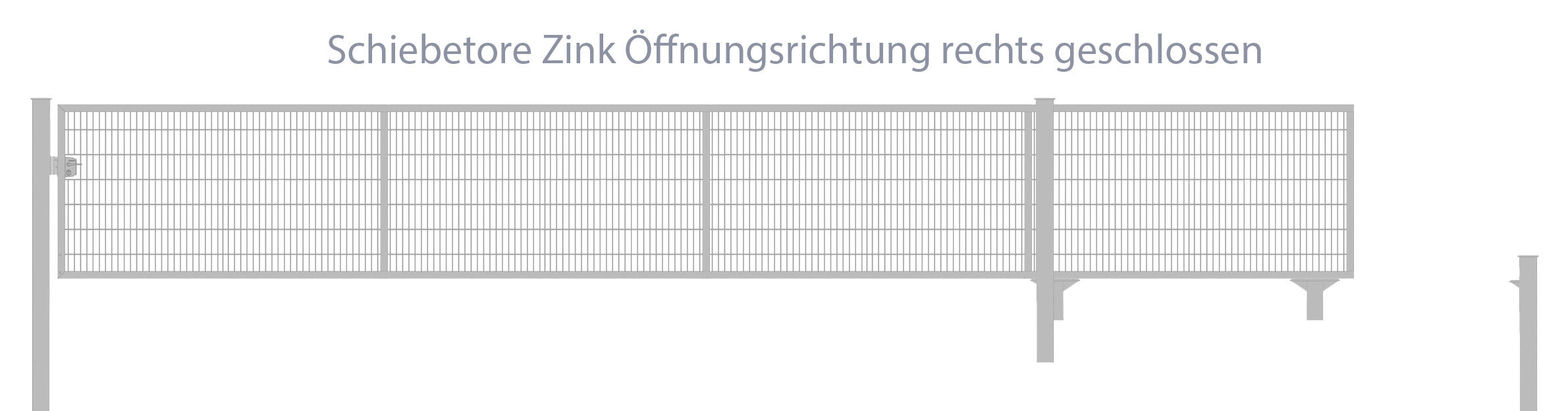 Automatisches Schiebetor Breite: 300cm; Höhe: 140cm; Verzinkt; 8/6/8mm Doppelstabmatten-Füllung; Öffnet nach rechts 