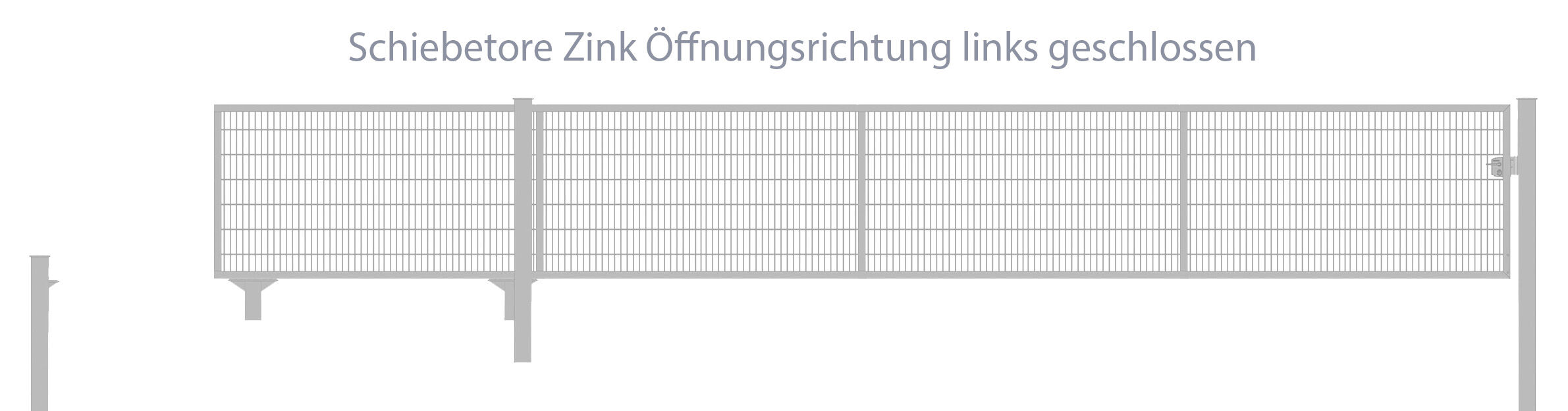 Automatisches Schiebetor Breite: 400cm; Höhe: 100cm; Verzinkt; 6/5/6mm Doppelstabmatten-Füllung; Öffnet nach links