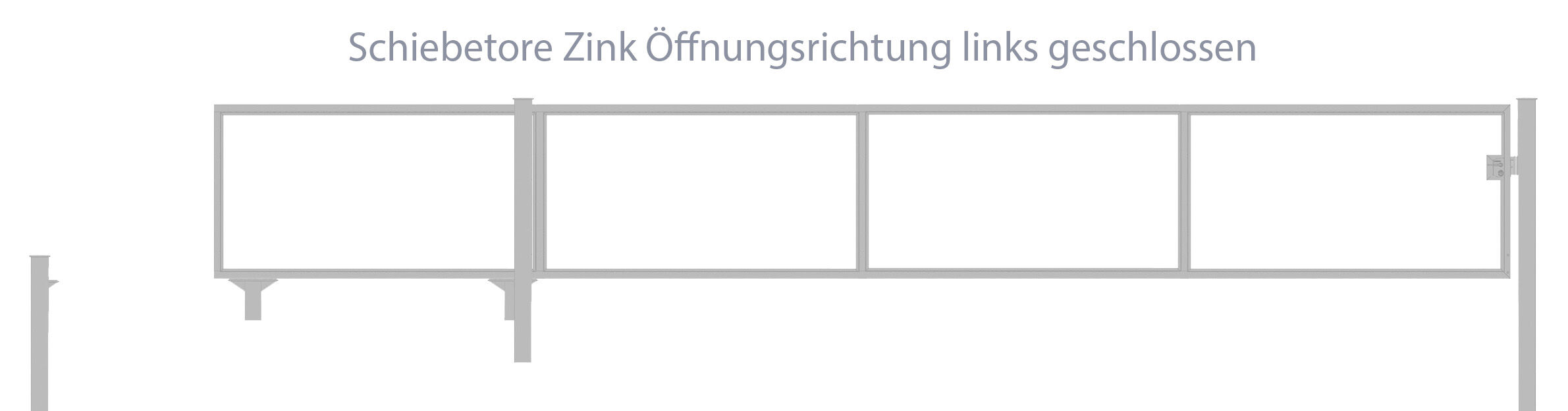 Automatisches Schiebetor Breite: 300cm; Höhe: 100cm; Verzinkt; ohne Füllung; Öffnet nach links
