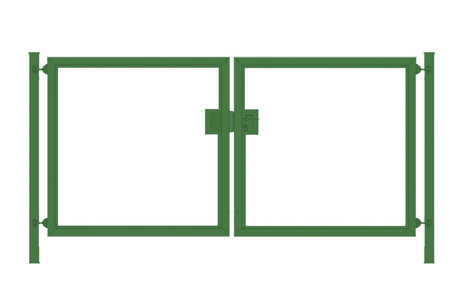 Gartentor / Doppelflügeltor Premium (2-flügelig) symmetrisch für senkrechte Holzfüllung; grün; Breite 200 cm x Höhe 200 cm