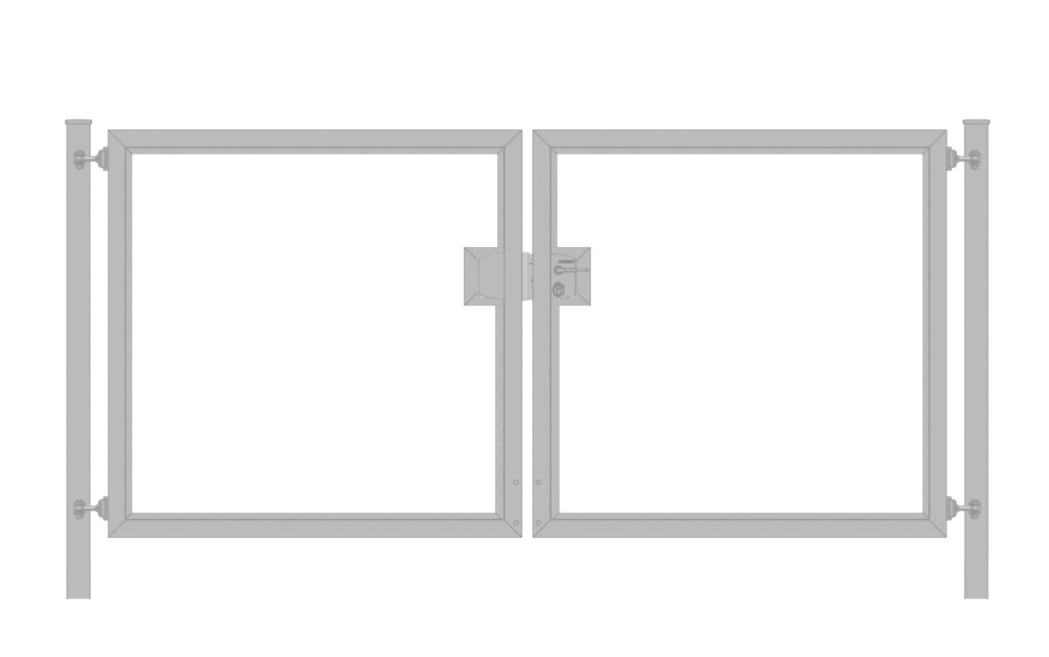 Gartentor / Doppelflügeltor Premium (2-flügelig) symmetrisch für senkrechte Holzfüllung; verzinkt; Breite 200 cm x Höhe 200 cm  