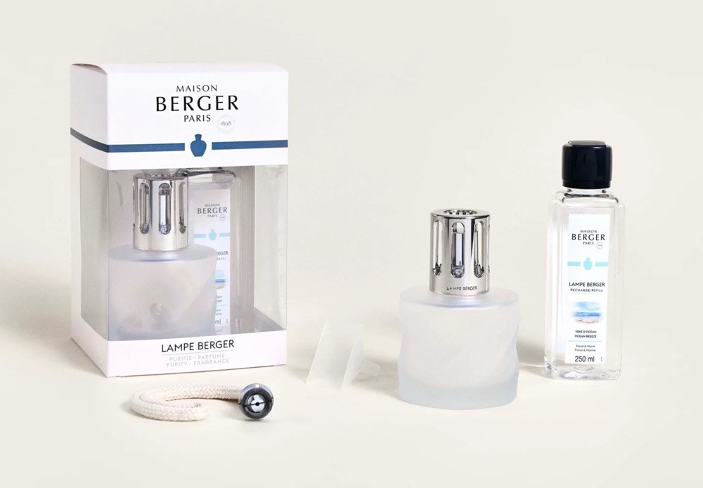 Maison Berger Duftlampe Set Spirale Givree Weiß + 250ml Duft Frische Ozeansbrise