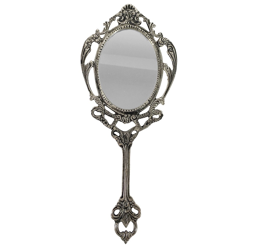 Handspiegel Prinzessin Silber Barock Schminkspiegel Antik-Stil Karneval Halloween