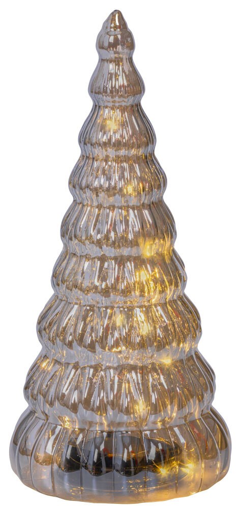 Weihnachtsbaum aus Glas mit LED Dekoleuchte Timer Tischleuchte Weihnachten 30 cm