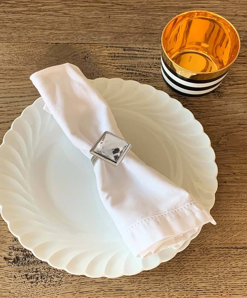 Serviettenringe 4 Stück Diamant Eckig Serviettenhalter Party Hochzeit Bankett Edel