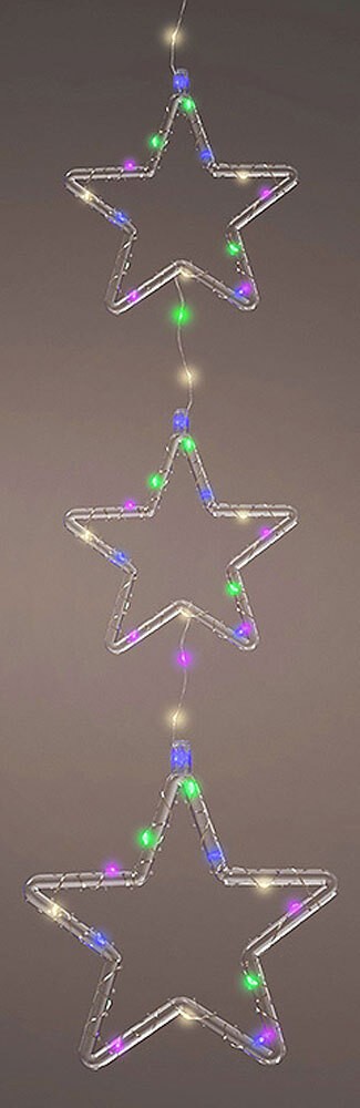 LED Sterne Bunt Fensterdeko Innen und Außen Weihnachtsdeko Batterie Timer 63 cm