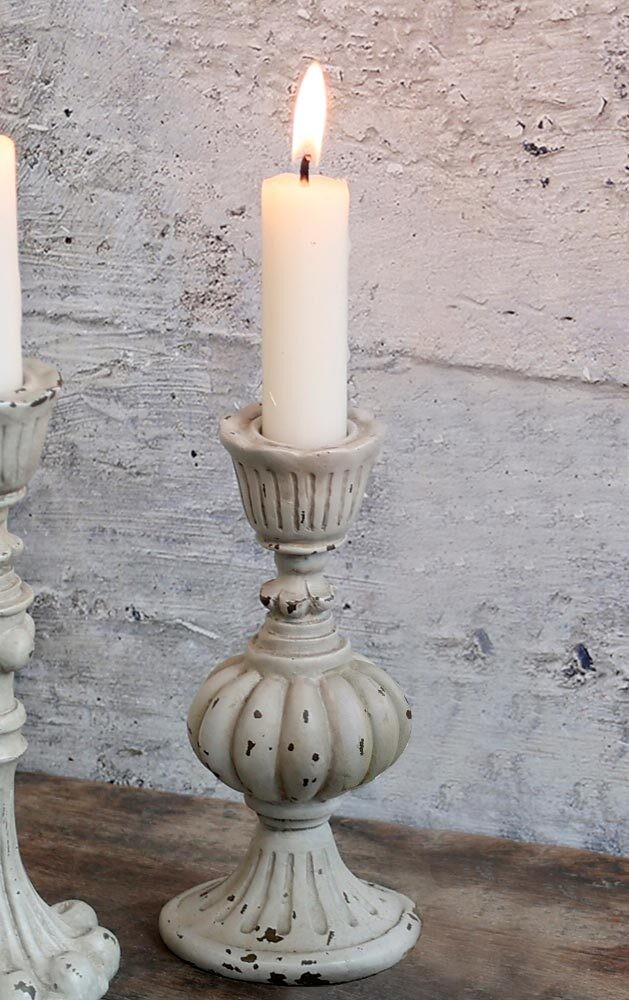 Chic Antique Kerzenhalter Barock Kerzenständer 14 cm Antik-Stil Shabby Weiß