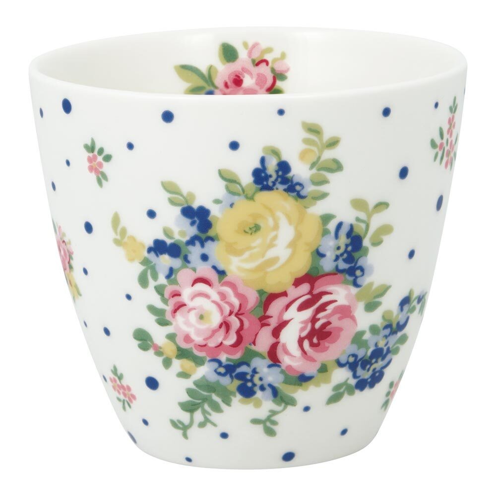 Greengate Latte Cup Laura White Tasse Steingut Weiß Blumen