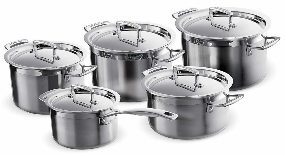 Le Creuset 3-Ply Profi-Topfset 5-teilig Edelstahl