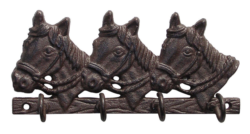 Nostalgische Wandgarderobe Pferd Gusseisen Antik-Braun 17cm
