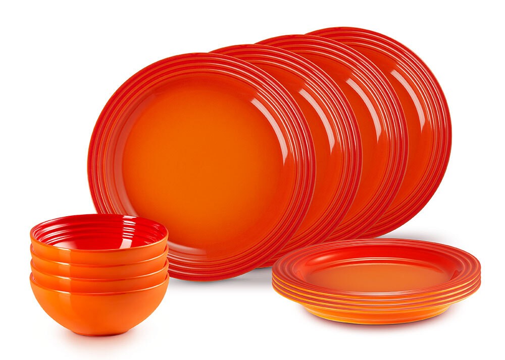 Le Creuset 12-teiliges Geschirrset Steinzeug Ofenrot